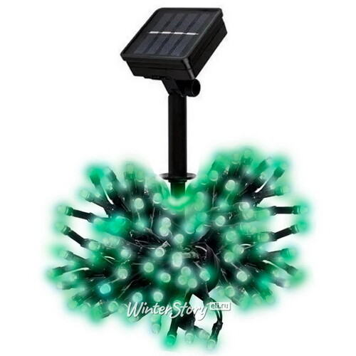 Гирлянда на солнечной батарее Solar 10 м, 100 зеленых LED ламп, зеленый ПВХ, контроллер, IP44 Snowhouse