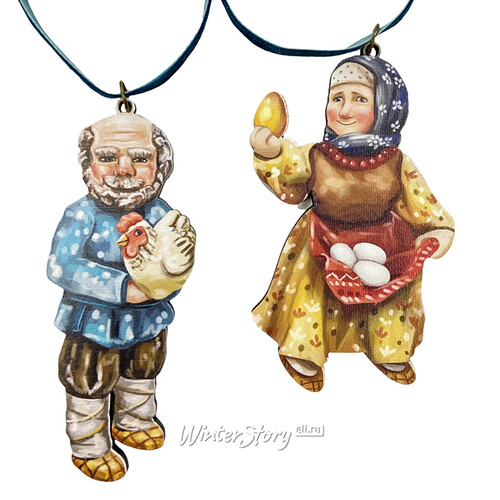 Елочная игрушка Бабушка - Сказка о Курочке Рябе 10 см, подвеска МанузинЪ