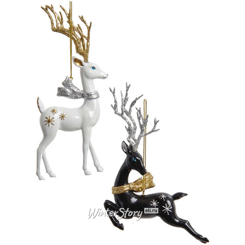 Елочная игрушка Олень Свен из королевства Драккария 15 см белый, подвеска Kurts Adler