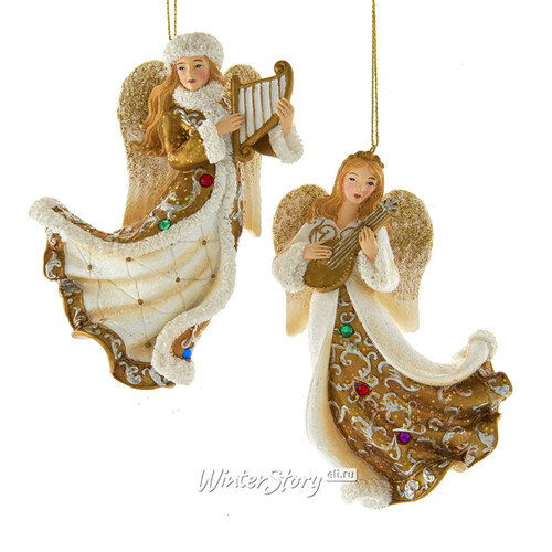 Елочная игрушка Ангел Роберта с мандолиной - Ангельская песнь 12 см, подвеска Kurts Adler