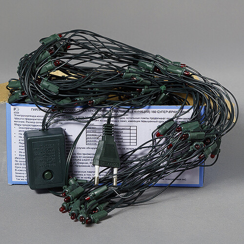 Гирлянда Сетка 1.4*1.1 м, 160 красных микроламп, зеленый ПВХ, контроллер MOROZCO