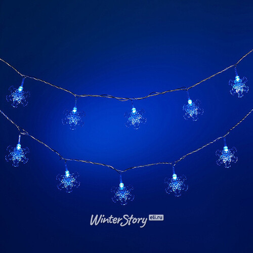 Светодиодная гирлянда Снежинки 24 синих LED лампы 6.3 м, прозрачный ПВХ Snowmen