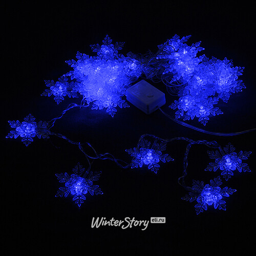 Светодиодная гирлянда Снежинки 36 синих LED ламп 5.8 м, прозрачный ПВХ, контроллер, IP20 Snowmen