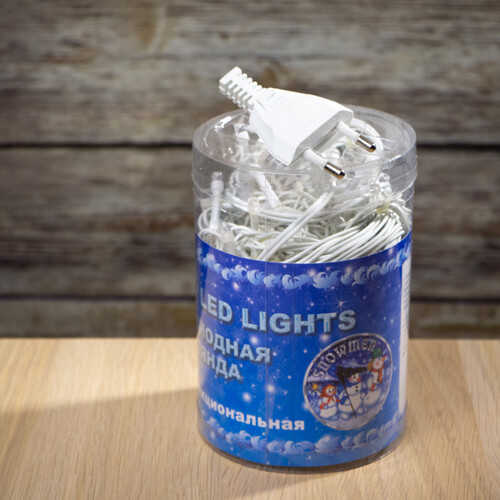 Гирлянда для дома Сосулька 3.5*0.5 м, 200 холодных белых LED ламп, белый ПВХ, контроллер, IP20 Snowmen