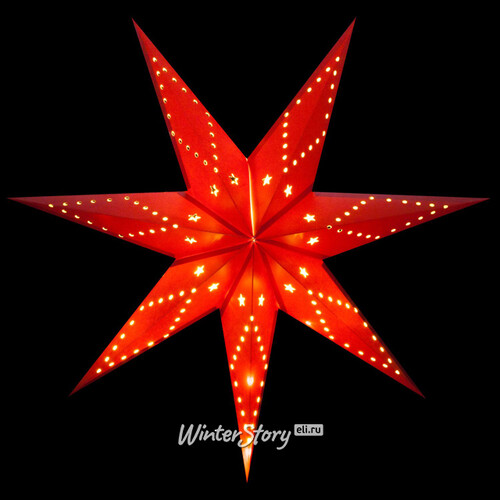 Новогодний светильник Рождественская Звезда 70 см красная на батарейках, холодные белые LED лампы Snowmen