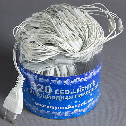 Светодиодная Сетка 2.3*1.8 м, 320 холодных белых LED ламп, белый ПВХ, бегущие огни, IP20 Snowmen