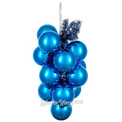 Гроздь из пластиковых шаров 60 см синяя Snowmen