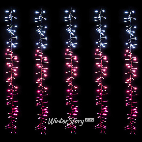 Светодиодный занавес Бегущий огонь Premium Led 2*1.6 м, 150 холодных белых/светло-розовых/розовых LED ламп, прозрачный СИЛИКОН, IP54 BEAUTY LED