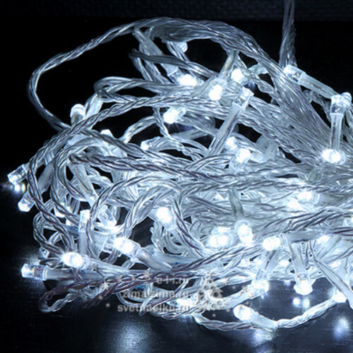 Светодиодная гирлянда 24V Premium Led 200 холодных белых LED ламп 20 м, прозрачный СИЛИКОН, соединяемая, IP54 BEAUTY LED