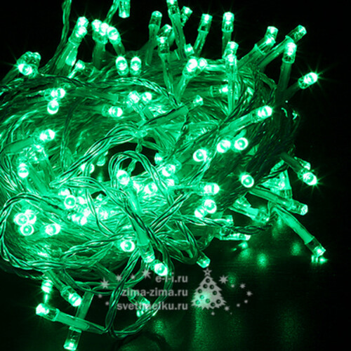 Светодиодная гирлянда 24V Premium Led 200 зеленых LED ламп 20 м, прозрачный СИЛИКОН, соединяемая, IP54 BEAUTY LED