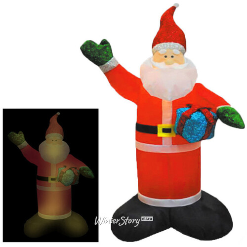 Надувная фигура Санта с блестящим подарком 1.2 м подсветка Торг Хаус