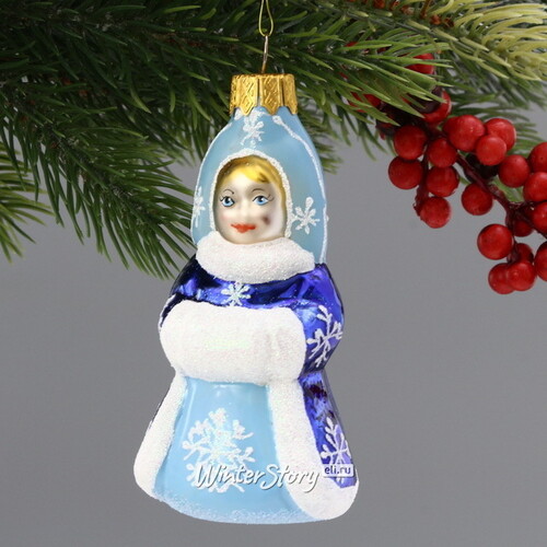 Стеклянная елочная игрушка Снегурочка - Краса Ненаглядная 10 см, подвеска Коломеев