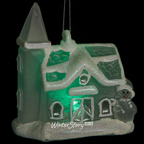 Светящаяся елочная игрушка Домик с Башней на батарейке 10*7*11 см, подвеска Snowhouse