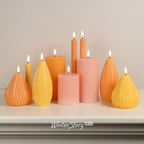 Светодиодная свеча с имитацией пламени Грацио 10 см оранжевая, батарейка Peha
