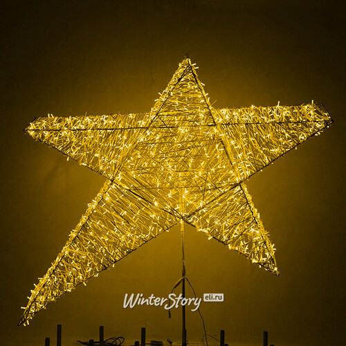 Светодиодная верхушка для большой елки Гагаринская Звезда 100 см золотая GREEN TREES