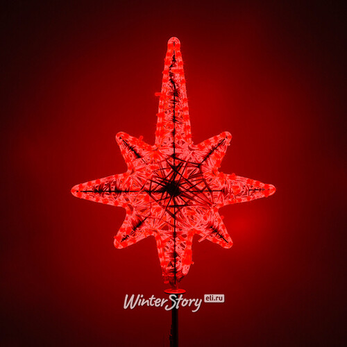 Светодиодная макушка-звезда Роза Ветров 75 см красная GREEN TREES