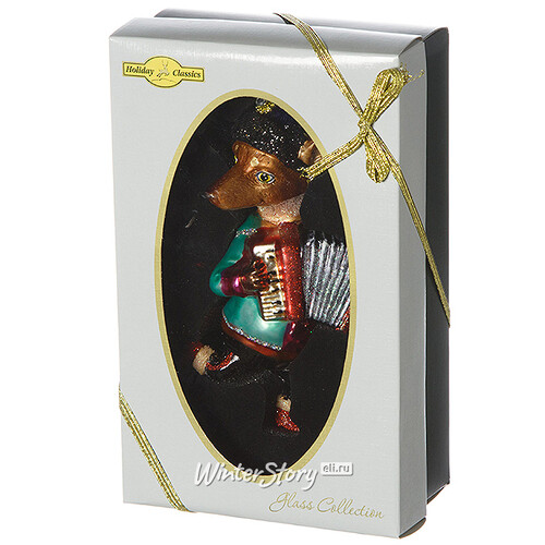 Стеклянная елочная игрушка Собака Чихуахуа - гармонист 14 см, подвеска Holiday Classics