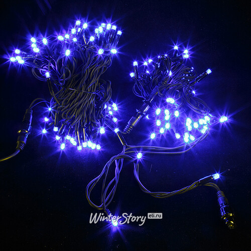 Гирлянда светодиодная уличная Экспо 120 синих LED ламп 20 м, черный КАУЧУК, соединяемая, IP44 Царь Елка