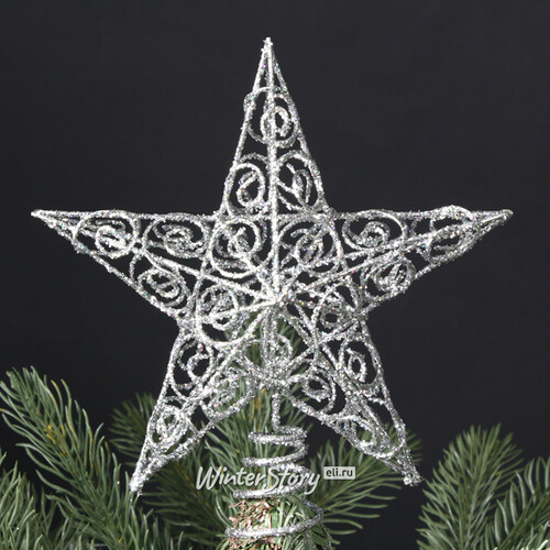 Звезда на елку Кружевная 15 см серебряная Kurts Adler