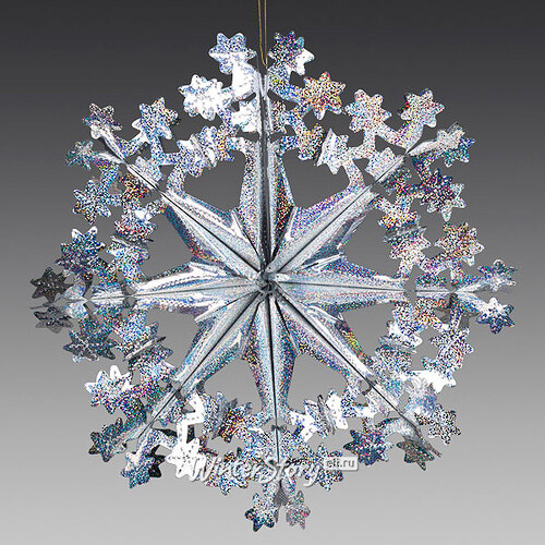 Снежинка из фольги Лучистая 60 см серебряная голографическая Holiday Classics
