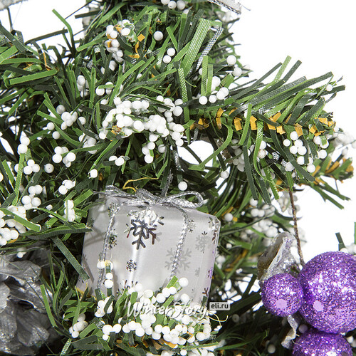 Елка настольная украшенная заснеженная 30 см, сиреневый, ПВХ Снегурочка