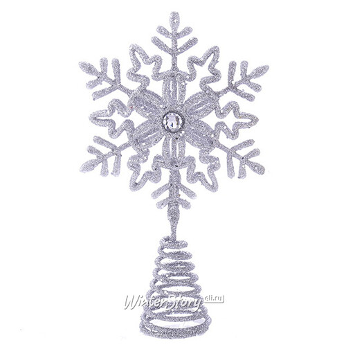 Верхушка на ёлку Снежинка Заполярья 13 см серебряная Kurts Adler