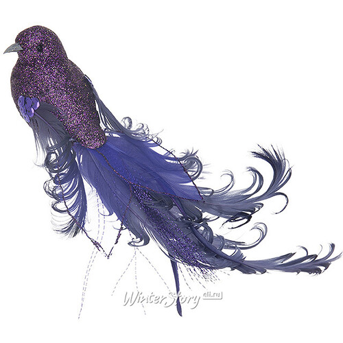 Елочное украшение "Птичка кудряшка", 22 см, фиолетовый, клипса Koopman