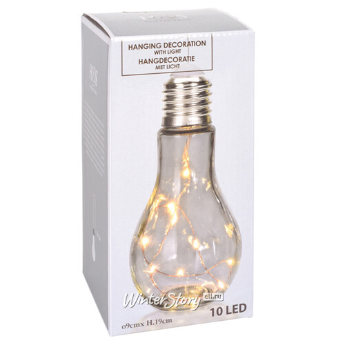 Декоративный подвесной светильник Лампа Эдисона 19 см, стекло, батарейки, IP20 Koopman