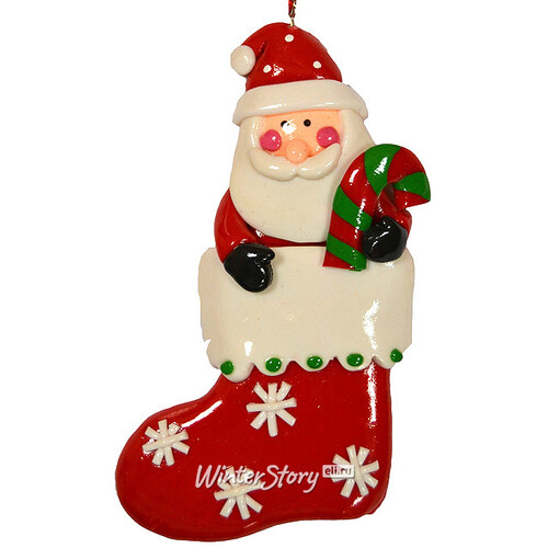 Елочная игрушка Санта в носочке, 12 см, подвеска Царь Елка