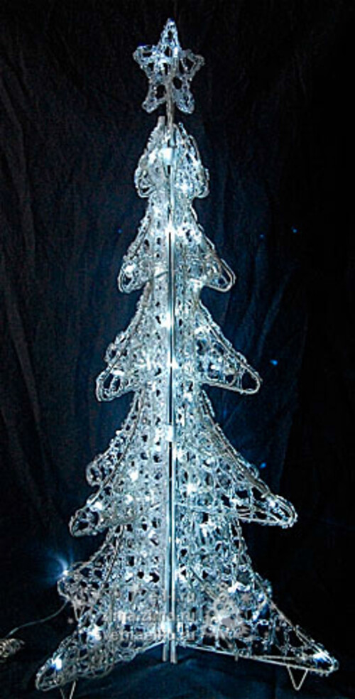 Ель светящаяся Акриловая, 150 см, уличная, 120 холодных белых LED ламп Ели Пенери