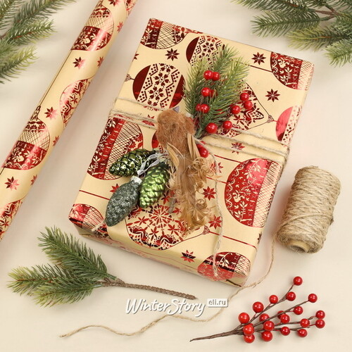 Стеклянная елочная игрушка гроздь Шишки - Prima Neve 11 см, оливковый mix, подвеска Christmas Deluxe