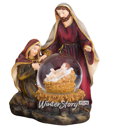 Снежный шар "Святое семейство - бордовый платок", 16*14*12 см Holiday Classics