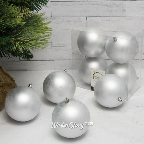 Набор пластиковых матовых шаров 10 см серебряный, 4 шт, Winter Decoration Winter Deco