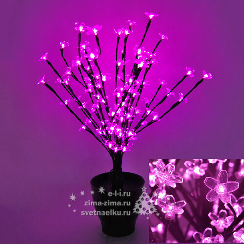Светодиодное мини дерево в горшке "Цветы Сакуры", 60 см, 96 БЕЛО РОЗОВЫХ LED ламп BEAUTY LED