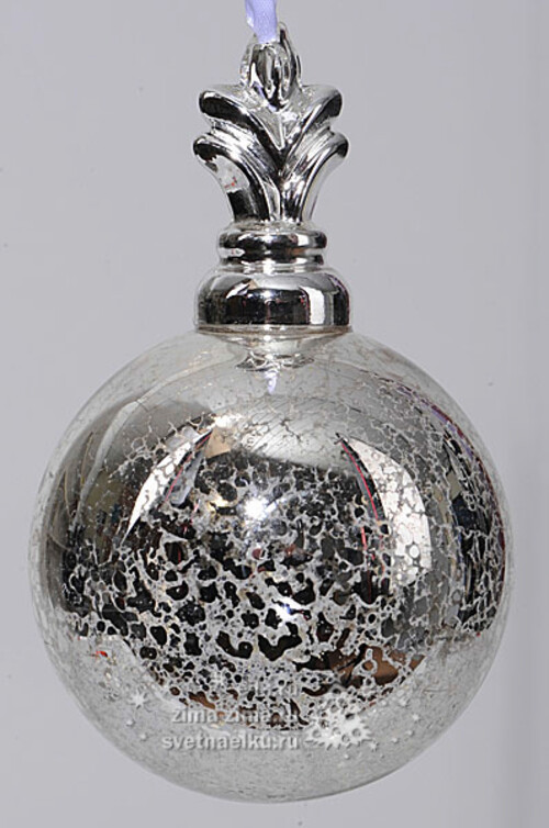 Винтажный шар, серебро, 9 см Kaemingk