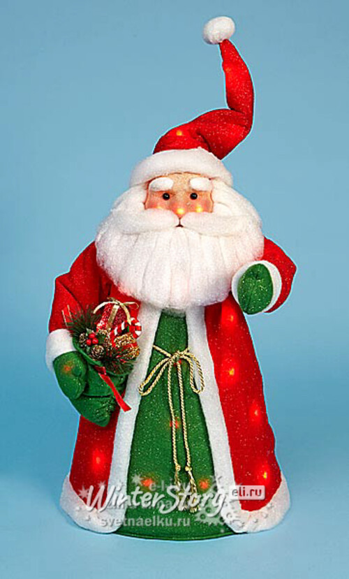 Санта с мешком подарков, светящийся, 51 см, разноцветные LED огни, батарейка Holiday Classics