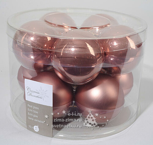 Набор стеклянных шаров 6 см, 10 шт, персиковый mix Kaemingk