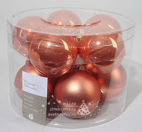 Набор стеклянных шаров 6 см оранжевый mix, 10 шт Kaemingk
