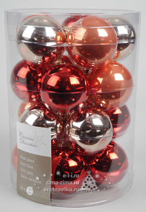 Коллекция стеклянных шаров Восточная Роскошь 6 см, 20 шт Kaemingk