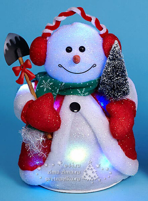 Снеговик в наушниках разноцветный, 33 см