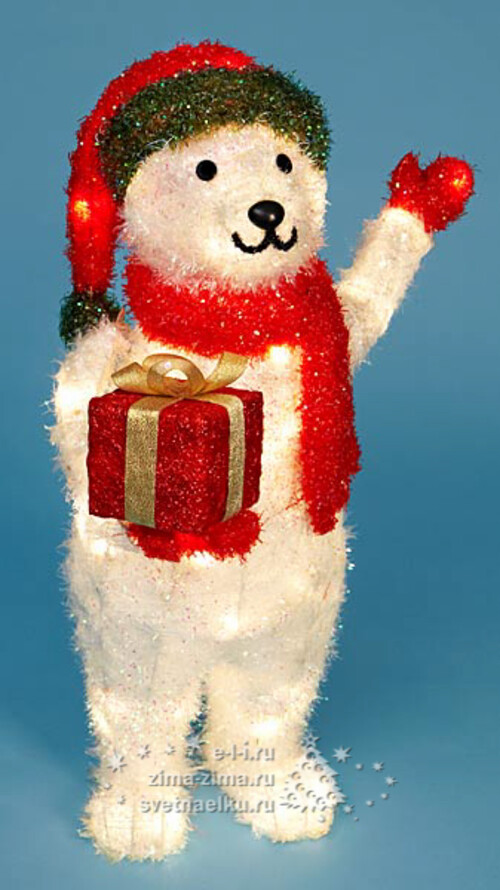 Медведь белый на задних лапах, с подарком, 70 см Holiday Classics