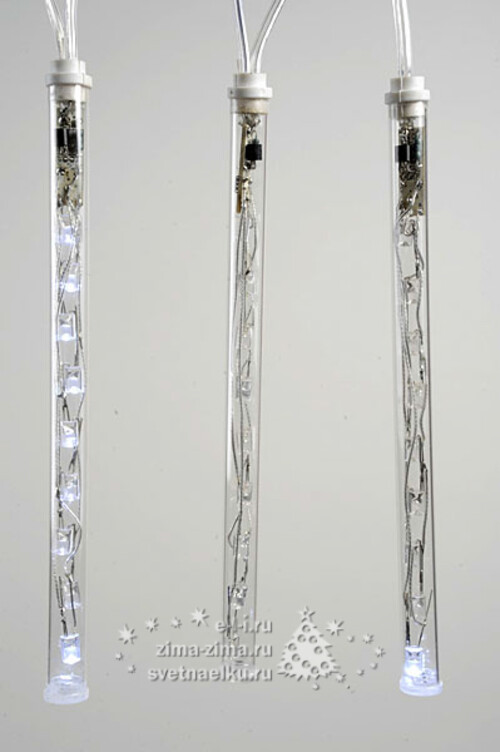 Светодиодная гирлянда Тающие Сосульки, 5*60 см, 240 холодных белых LED ламп, прозрачный ПВХ, 5 м, соединяемая, IP44 Kaemingk