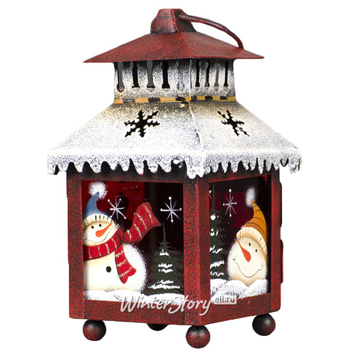 Фонарик рождественский Снеговички, 13*7.5*7.5 см, красный с белым Holiday Classics