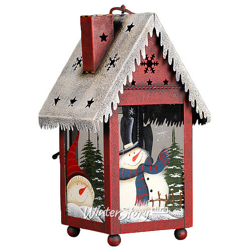 Фонарь рождественский Домик с трубой на крыше, 24*14*12 см, красный Holiday Classics