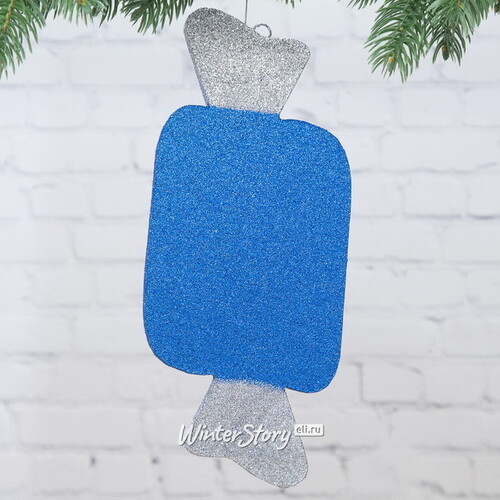 Игрушка для уличной елки Конфетка с блестками 25 см синяя, пеноплекс МанузинЪ