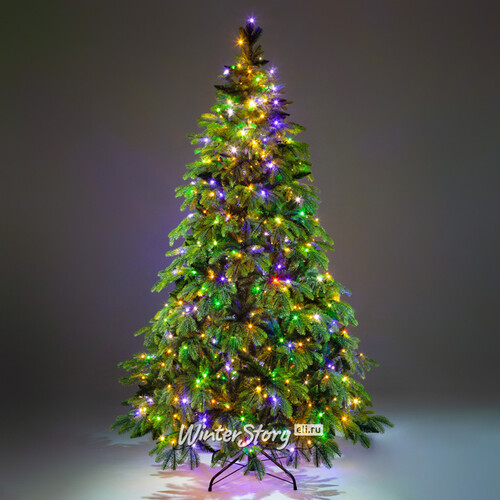 Искусственная елка с гирляндой Власта 180 см, 500 разноцветных/теплых белых LED ламп, контроллер, ЛИТАЯ + ПВХ Crystal Trees
