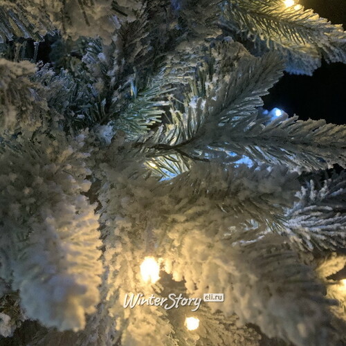 Искусственная елка с лампочками Неаполь заснеженная 150 cм, 156 LED ламп, ЛИТАЯ + ПВХ Crystal Trees