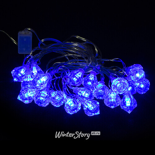 Светодиодная гирлянда Кристаллы 20 синих LED ламп 4.5 м, прозрачный ПВХ, IP20 Snowhouse