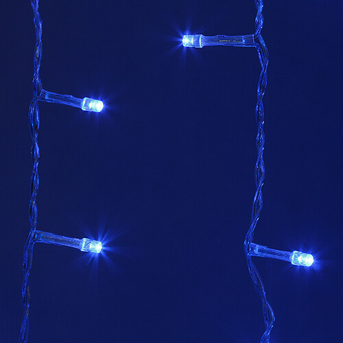 Светодиодный Занавес 1.5*1.5 м, 368 синих LED ламп, прозрачный ПВХ, соединяемый, IP20 Snowhouse