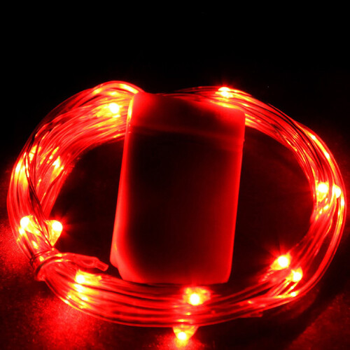 Светодиодная гирлянда Капельки на батарейках 20 красных MINILED ламп 2 м, серебряная проволока, IP20 Snowhouse